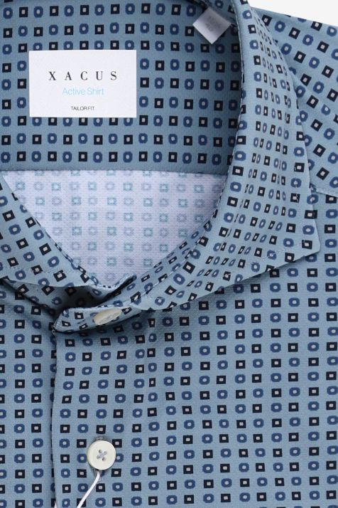 Camicia Uomo Xacus Regular Micro disegno 86% poliammide 14% elastan collo Francese Manica lunga