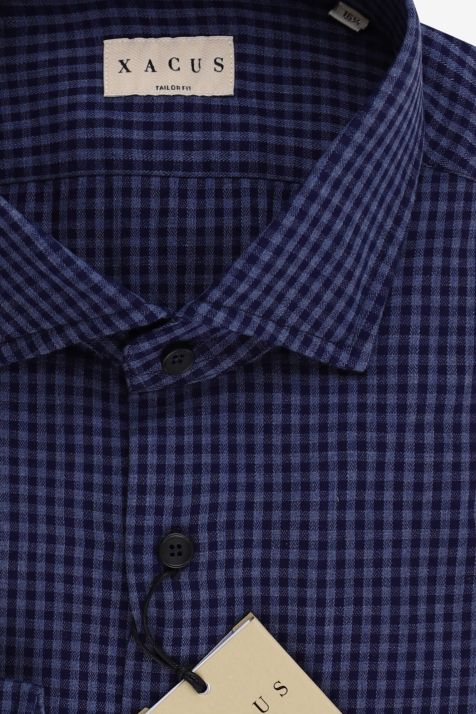 Camicia Uomo Xacus Regular Quadri 100% cotone collo Francese Manica lunga
