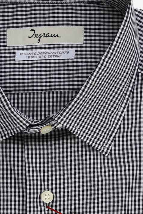 Camicia Uomo Ingram Slim Quadri 100% cotone collo Italiano Manica lunga