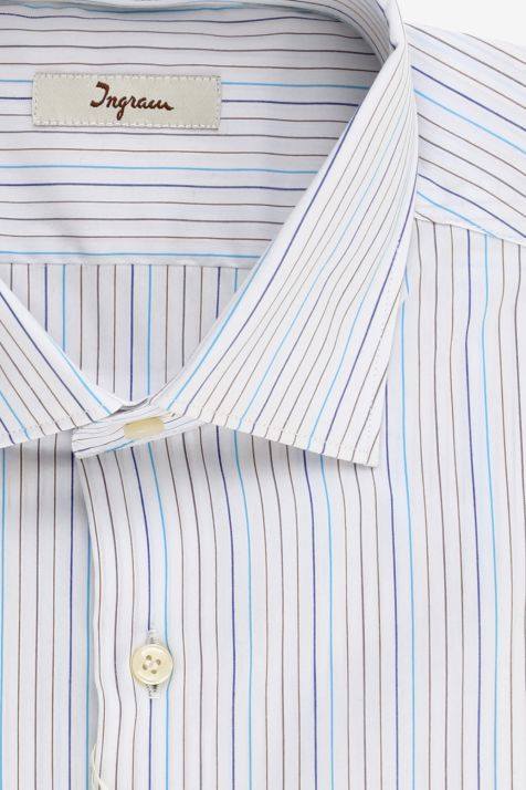Camicia Uomo Ingram Slim Righe 72% cotone 3% elastan 25% pa collo Francese Manica lunga