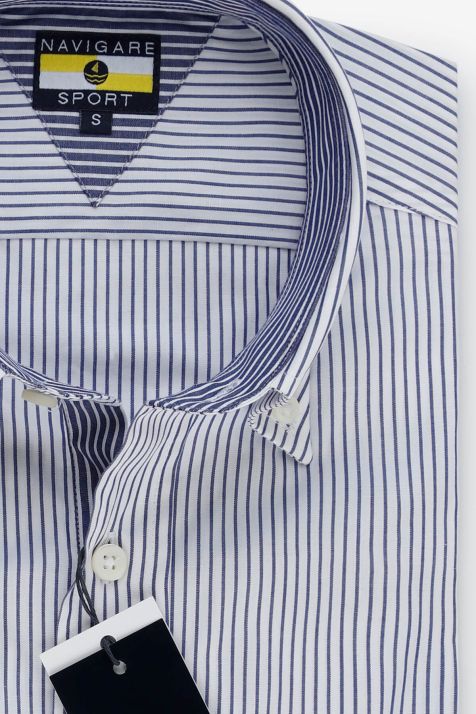 Camicia Uomo Navigare Classic Righe 100% cotone collo Button down Manica lunga