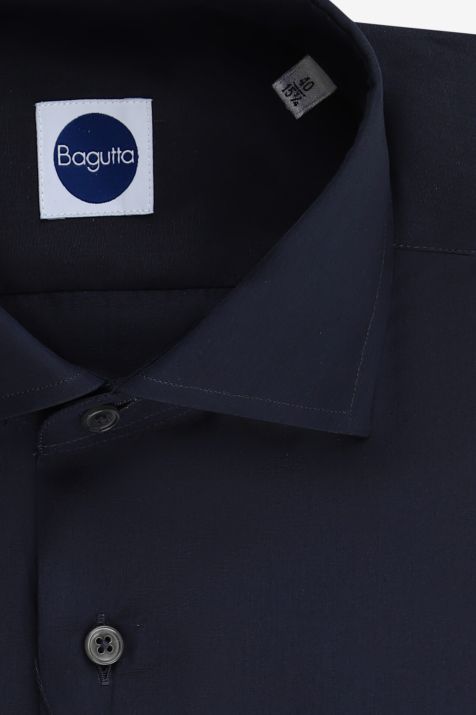 Camicia Uomo Bagutta Slim Tinta unita 100% cotone collo Francese Manica lunga
