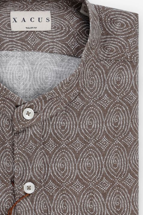 Camicia Uomo Xacus Regular Fantasia 100% lino collo Francese Manica lunga