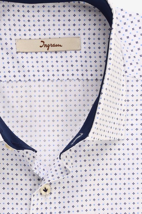 Camicia Uomo Ingram Regular Micro disegno 100% cotone collo Francese Manica lunga