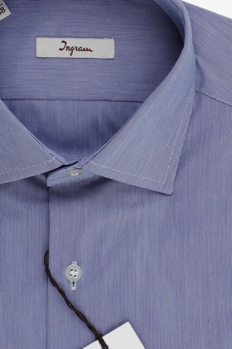 Camicia Uomo Ingram Slim Righe 72% cotone 3% elastan 25% pa collo Italiano Manica lunga