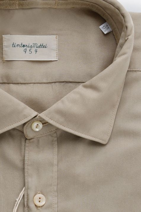 Camicia Uomo Tintoria Mattei Slim Tinta unita 100% Lyocell collo Italiano Manica lunga