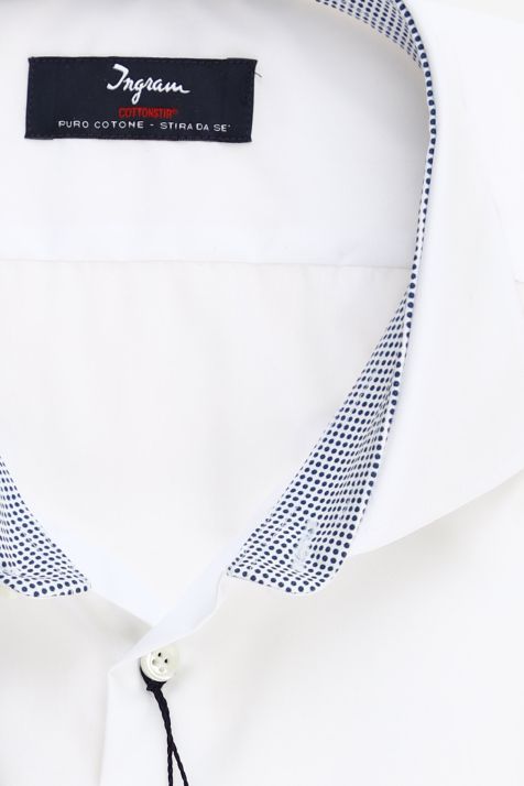 Camicia Uomo Ingram Classic No Stiro Tinta unita 100% cotone collo Francese Manica lunga