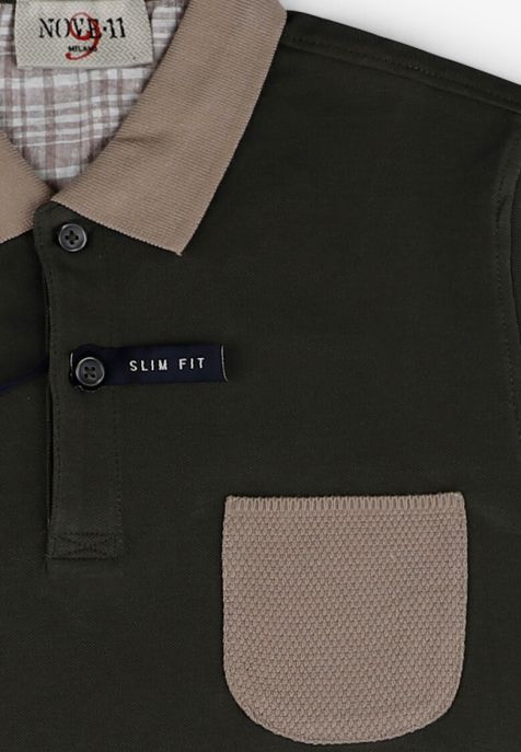 Polo Uomo NOVE11 Slim Tinta unita 100% cotone Manica corta