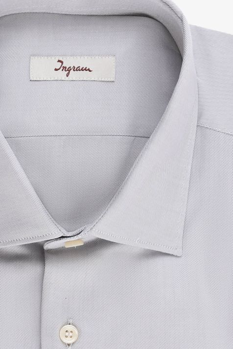 Camicia Uomo Ingram Slim Tinta unita 96% cotone 4% elastan collo Francese Manica lunga