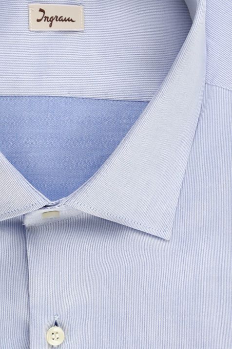 Camicia Uomo Ingram Slim Micro disegno 100% cotone collo Francese Manica lunga