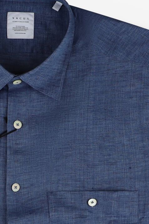 Camicia Uomo Xacus Regular Tinta unita 100% lino collo Italiano Manica lunga