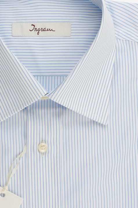Camicia Uomo Ingram Classic Righe 100% cotone collo Italiano Manica lunga
