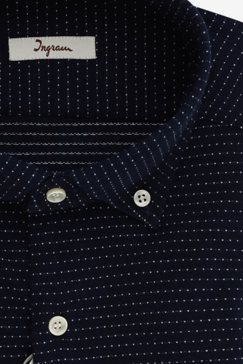 Camicia Uomo Ingram Regular Micro disegno 100% cotone collo Button down Manica lunga