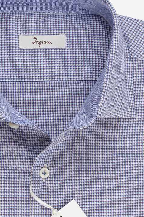 Camicia Uomo Ingram Slim Micro disegno 100% cotone collo Francese Manica lunga