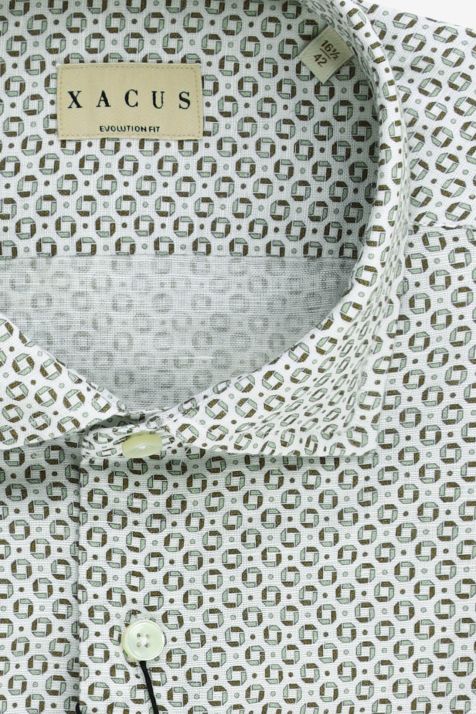 Camicia Uomo Xacus Regular Fantasia 60% lino 40% cotone collo Hawaii Manica corta