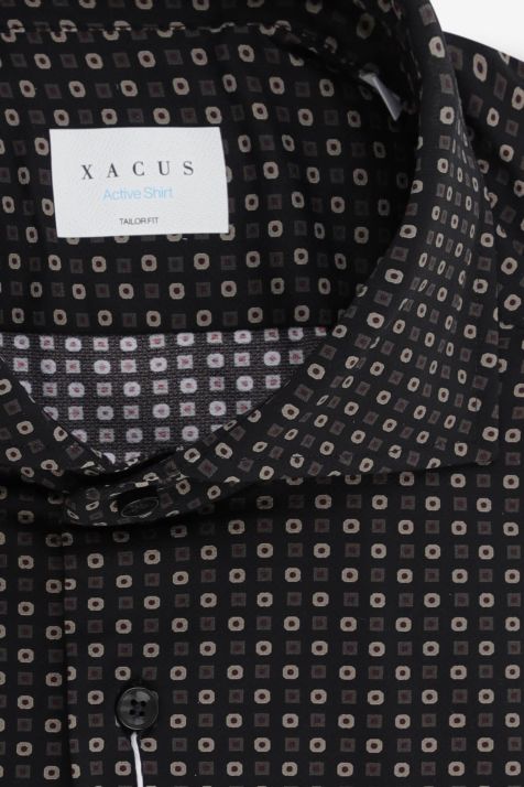 Camicia Uomo Xacus Regular Micro disegno 86% poliammide 14% elastan  collo Francese Manica lunga