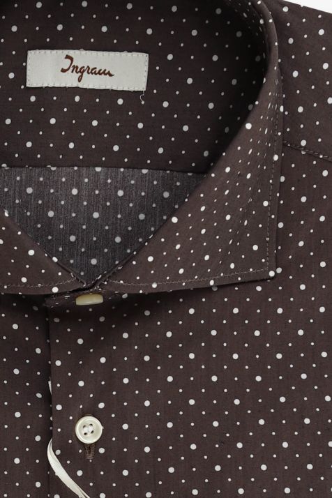 Camicia Uomo Ingram Slim Micro disegno 78% cotone 32% poli 5% elastane collo Francese Manica lunga