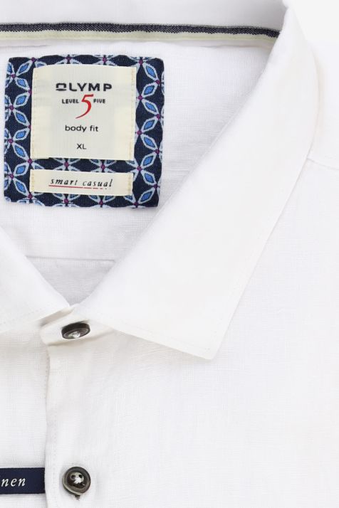 Camicia Uomo Olymp Regular Tinta unita 100% lino collo Francese Manica lunga