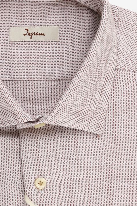 Camicia Uomo Ingram Regular Micro disegno 100% cotone collo Francese Manica lunga