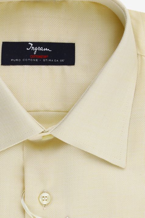 Camicia Uomo Ingram Classic No Stiro Tinta unita 100% cotone collo Italiano Manica lunga