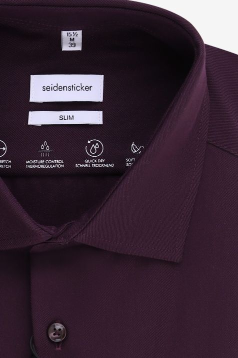 Camicia Uomo Seidensticker Slim Tinta unita 62% lana 36% pl 2% ea collo Francese Manica lunga