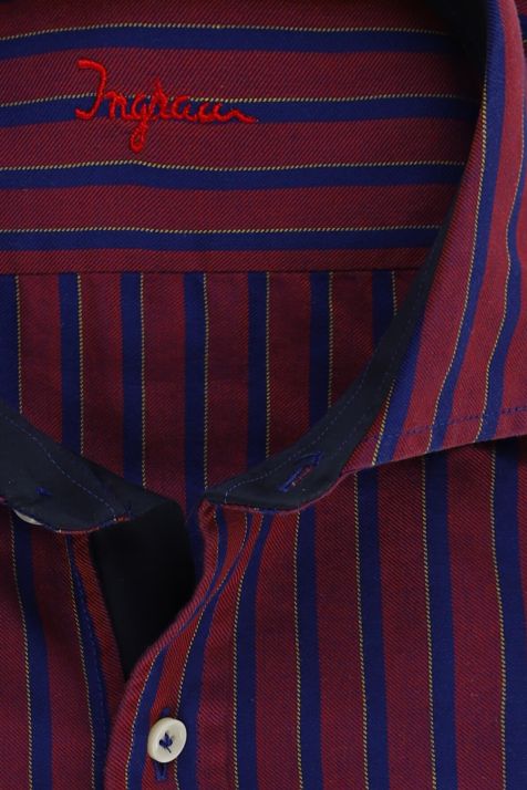 Camicia Uomo Ingram Slim Righe 100% cotone collo Francese Manica lunga