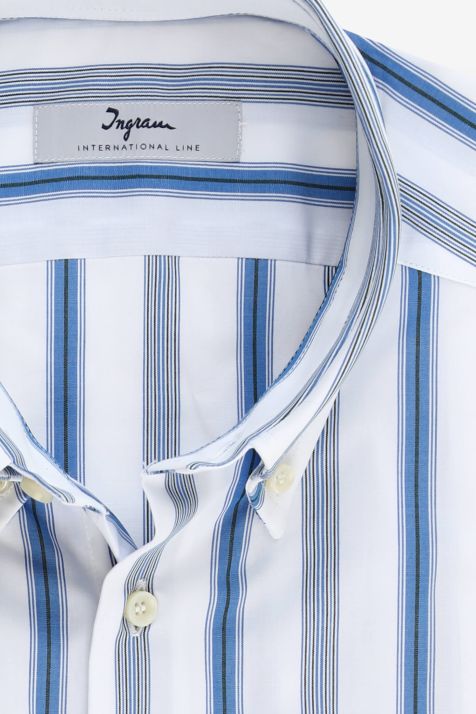 Camicia Uomo Ingram Regular Righe 100% cotone collo Button down Manica lunga