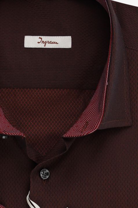 Camicia Uomo Ingram Classic Micro disegno 100% cotone collo Francese Manica lunga