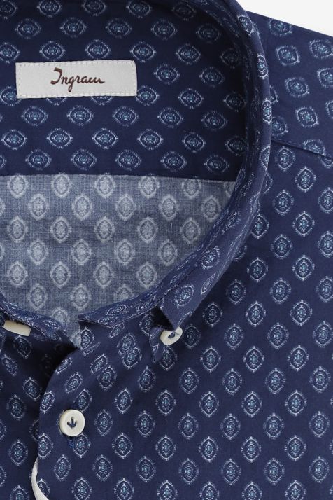 Camicia Uomo Ingram Slim Fantasia 100% cotone collo Button down Manica lunga