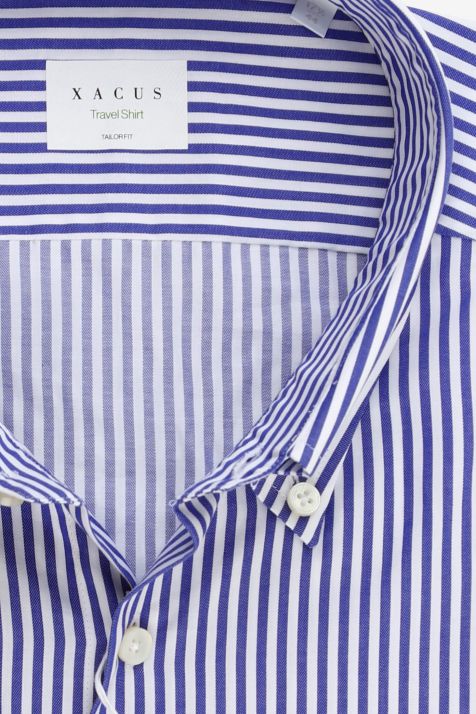 Camicia Uomo Xacus Regular No Stiro Righe 100% cotone collo Button down Manica lunga