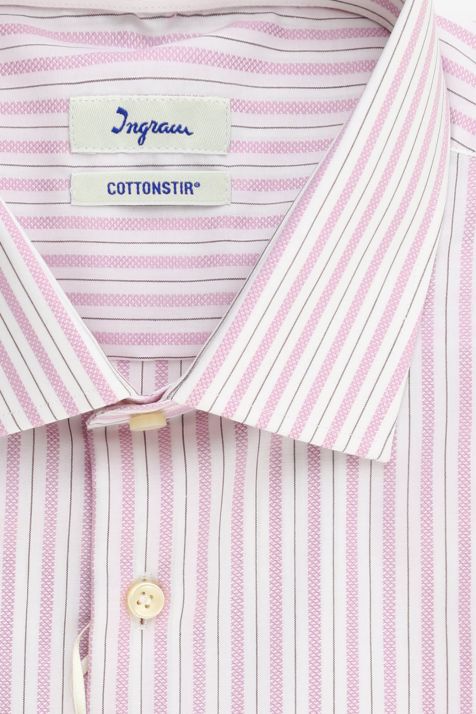 Camicia Uomo Ingram Classic No Stiro Righe 100% cotone collo Francese Manica lunga