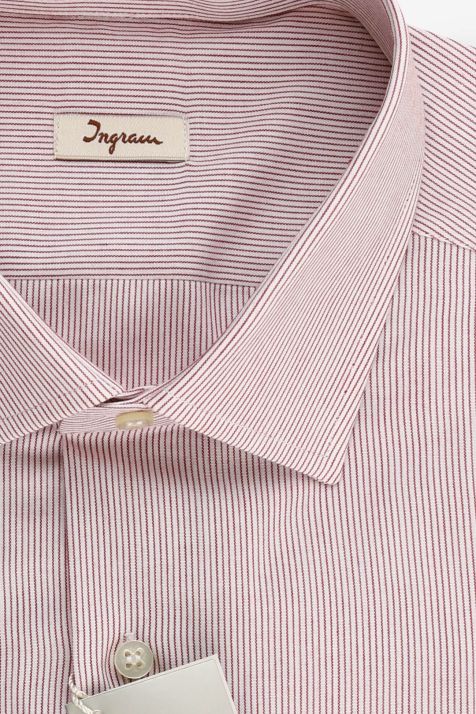 Camicia Uomo Ingram Regular Righe 100% cotone collo Francese Manica lunga