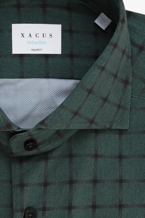 Camicia Uomo Xacus Regular Quadri 86% poliammide 14% elastan collo Francese Manica lunga