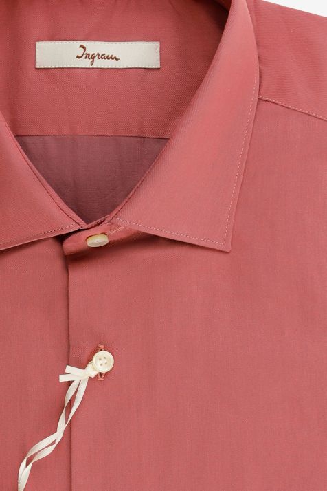 Camicia Uomo Ingram Slim Tinta unita 100% cotone collo Francese Manica lunga