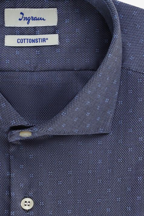 Camicia Uomo Ingram Slim No Stiro Micro disegno 100% cotone collo Francese Manica lunga