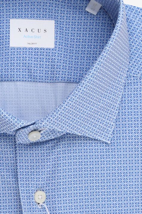 Camicia Uomo Xacus Regular Micro disegno 86% poliammide 14% elastan collo Francese Manica lunga