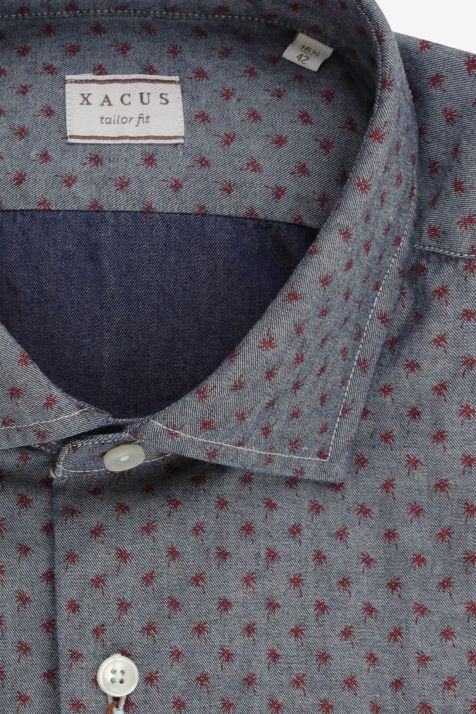 Camicia Uomo Xacus Regular Micro disegno 100% cotone collo Francese Manica lunga