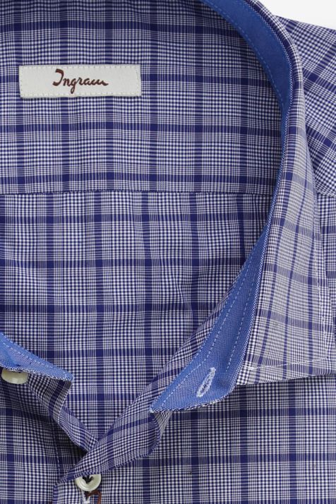 Camicia Uomo Ingram Regular Quadri 100% cotone collo Francese Manica lunga