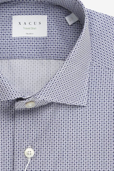 Camicia Uomo Xacus Regular No Stiro Micro disegno 100% cotone collo Francese Manica lunga