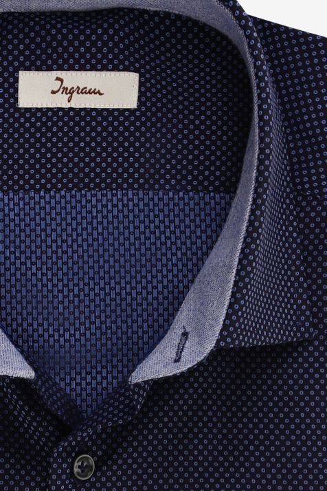 Camicia Uomo Ingram Regular Micro disegno 100% cotone collo Francese Manica lunga
