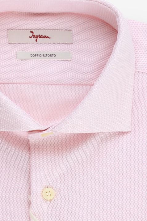 Camicia Uomo Ingram Slim Tinta unita 100% cotone collo Francese Manica lunga