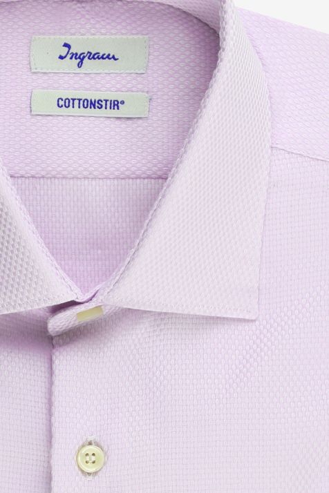 Camicia Uomo Ingram Slim No Stiro Micro disegno 100% cotone collo Francese Manica lunga