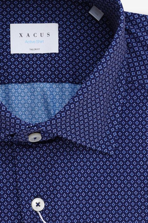 Camicia Uomo Xacus Regular Micro disegno 86% poliammide 14% elastan collo Francese Manica lunga