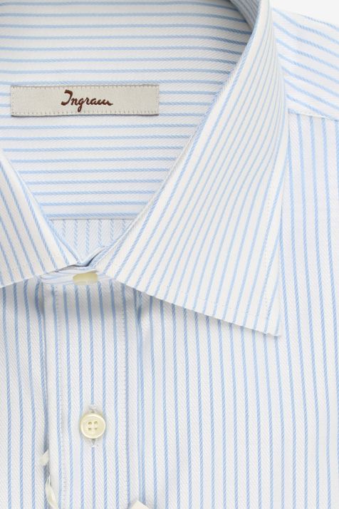 Camicia Uomo Ingram Classic Righe 100% cotone collo Italiano Manica lunga
