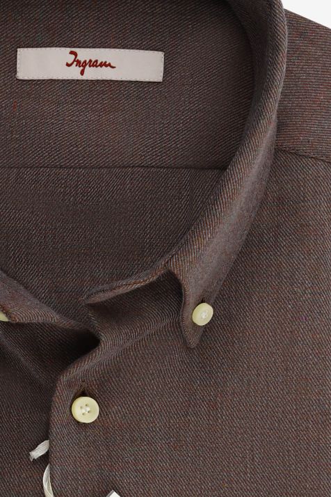 Camicia Uomo Ingram Regular Tinta unita 45% cotone 15% viscosa 30% lana 10% nylon collo Button down Manica lunga