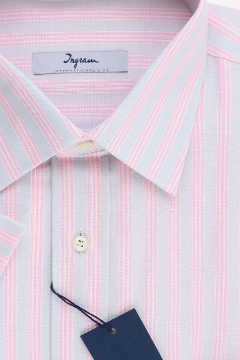 Camicia Uomo Ingram Classic Righe 100% cotone collo Italiano Manica corta