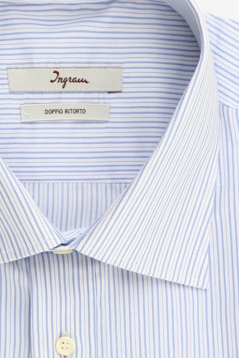 Camicia Uomo Ingram Classic Righe 100% cotone collo Francese Manica lunga