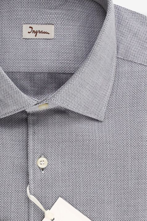 Camicia Uomo Ingram Regular Micro disegno 100% cotone collo Francese Manica lunga