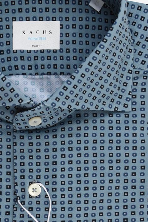 Camicia Uomo Xacus Regular Micro disegno 86% poliammide 14% elastan  collo Francese Manica lunga