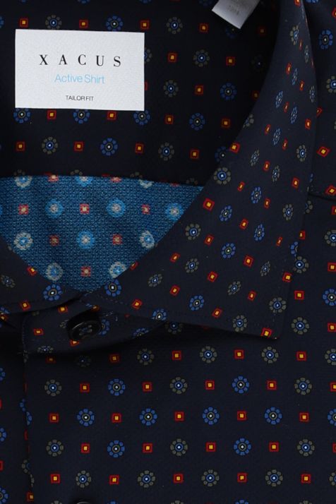 Camicia Uomo Xacus Regular Fantasia 86% poliammide 14% elastan collo Francese Manica lunga